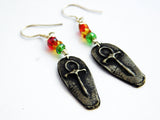 Ankh Earrings Beaded Pewter Sterling Silver