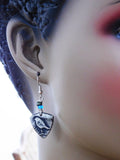Bird Earrings Pewter Handmade Blue Beaded Gift Ideas Christmas