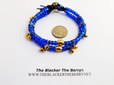 Blue Anklet Gold Summer Jewelry Beaded Leather Double Strand Women