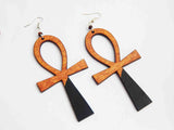 Ankh Earrings Wooden Jewelry Ankh Black Hand Painted Wood Ethnic Afrocentric Egyptian Gift Ideas for Her Black Owned Business