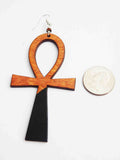Ankh Earrings Wooden Jewelry Ankh Black Hand Painted Wood Ethnic Afrocentric Egyptian Gift Ideas for Her Black Owned Business