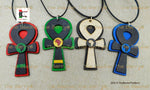 Large Ankh Necklace, African necklace, RBG, Rasta, Pan African, Wood Ankh, for Men Women