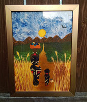 African Mother and Child Travelling Black Artist Owned Artwork Gift Handmade