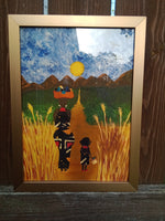 African Mother and Child Travelling Black Artist Owned Artwork Gift Handmade