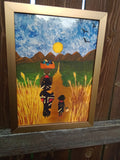 African Mother and Child Travelling Black Artist Owned Artwork Gift Handmade