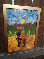 African Mother and Child Travelling Black Artist Owned Artwork Gift Handmade