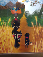 African Mother and Child Travelling Black Artist Owned Artwork Gift Handmade