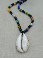 Large African Cowrie Shell Krobo Beaded Necklace Handmade Men Gift Jewelry