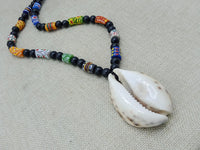Large African Cowrie Shell Krobo Beaded Necklace Handmade Men Gift Jewelry