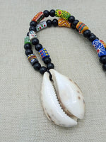 Large African Cowrie Shell Krobo Beaded Necklace Handmade Men Gift Jewelry
