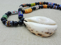 Large African Cowrie Shell Krobo Beaded Necklace Handmade Men Gift Jewelry