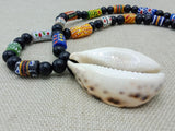 Large African Cowrie Shell Krobo Beaded Necklace Handmade Men Gift Jewelry