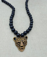 Cheetah Necklace Panther Black Gold Beaded Jewelry Men