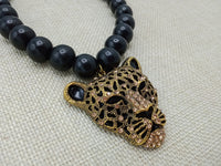 Cheetah Necklace Panther Black Gold Beaded Jewelry Men