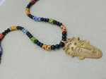 African Men Necklaces Bronze Black Colorful Beaded Statement Jewelry Handmade Gift for Him Ethnic Krobo