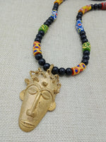 African Men Necklaces Bronze Black Colorful Beaded Statement Jewelry Handmade Gift for Him Ethnic Krobo