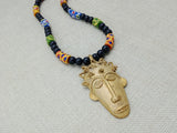 African Men Necklaces Bronze Black Colorful Beaded Statement Jewelry Handmade Gift for Him Ethnic Krobo
