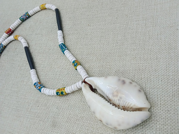 Large African Cowrie Beaded Jewelry Handmade Statement White Gift Ethnic Wedding Fashion