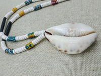 Large African Cowrie Beaded Jewelry Handmade Statement White Gift Ethnic Wedding Fashion