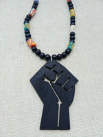 Men Necklaces Black Power Fist Beaded Jewelry African Handmade Ethnic Statement