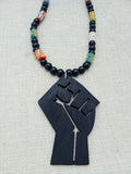 Men Necklaces Black Power Fist Beaded Jewelry African Handmade Ethnic Statement