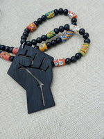 Men Necklaces Black Power Fist Beaded Jewelry African Handmade Ethnic Statement