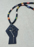 Men Necklaces Black Power Fist Beaded Jewelry African Handmade Ethnic Statement