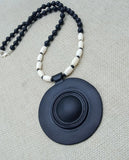 Black White Women Fashion Necklace Pendant Statement Jewelry Beaded Ethnic