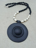 Black White Women Fashion Necklace Pendant Statement Jewelry Beaded Ethnic