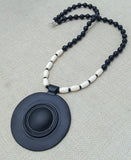 Black White Women Fashion Necklace Pendant Statement Jewelry Beaded Ethnic