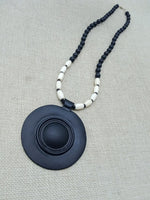 Black White Women Fashion Necklace Pendant Statement Jewelry Beaded Ethnic