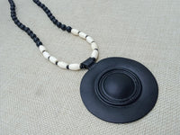 Black White Women Fashion Necklace Pendant Statement Jewelry Beaded Ethnic