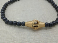 African Black Bronze Pendant Necklace Beaded Jewelry Handmade Gift for Him Ethnic Afrocentric