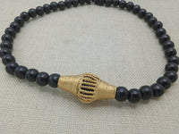 African Black Bronze Pendant Necklace Beaded Jewelry Handmade Gift for Him Ethnic Afrocentric