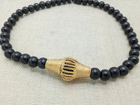 African Black Bronze Pendant Necklace Beaded Jewelry Handmade Gift for Him Ethnic Afrocentric