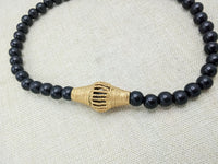 African Black Bronze Pendant Necklace Beaded Jewelry Handmade Gift for Him Ethnic Afrocentric
