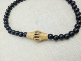 African Black Bronze Pendant Necklace Beaded Jewelry Handmade Gift for Him Ethnic Afrocentric
