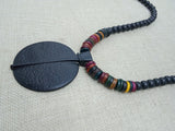 Black Pendant Necklace Ethnic Jewelry Handmade Beaded Women Gift for Her Statement Handmade Boho
