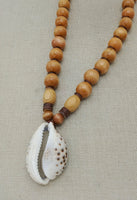Large Men Necklace Cowrie Beaded Wooden Jewelry Gift for Him Statement Ethnic