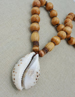 Large Men Necklace Cowrie Beaded Wooden Jewelry Gift for Him Statement Ethnic