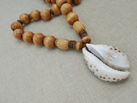 Large Men Necklace Cowrie Beaded Wooden Jewelry Gift for Him Statement Ethnic