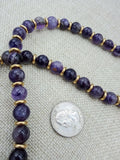 African Egyptian Coptic Cross Bronze Beaded Men Jewelry Amethyst Purple Gold Gift for Him