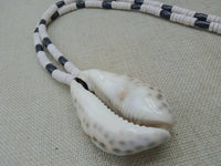 Men Necklaces Boho Jewelry Large Cowrie White Brown Statement Beach Gift For Him Handmade