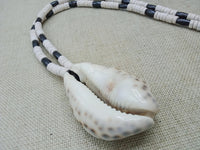 Men Necklaces Boho Jewelry Large Cowrie White Brown Statement Beach Gift For Him Handmade