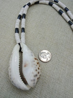 Men Necklaces Boho Jewelry Large Cowrie White Brown Statement Beach Gift For Him Handmade
