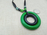 Green Necklaces for Women Wooden Beaded Long Jewelry Ethnic Round Handmade Gift