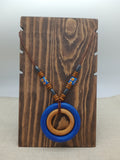 Women Necklaces Blue Wooden Beaded Jewelry Leather Long Gift Statement Ethnic Handmade