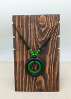 Green Black Women Necklaces Wooden Long Statement Jewelry Gift Leather Beaded