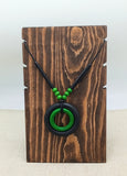 Green Black Women Necklaces Wooden Long Statement Jewelry Gift Leather Beaded