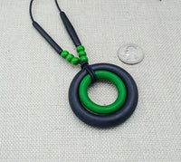 Green Black Women Necklaces Wooden Long Statement Jewelry Gift Leather Beaded